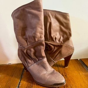 Vintage dusty pink leather/suede Zodiac heeled boots